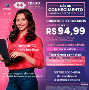 Read more about the article UNOPAR é nova parceira do CRA-TO: MBA LIDERANÇA E FORMAÇÃO DE GESTORES