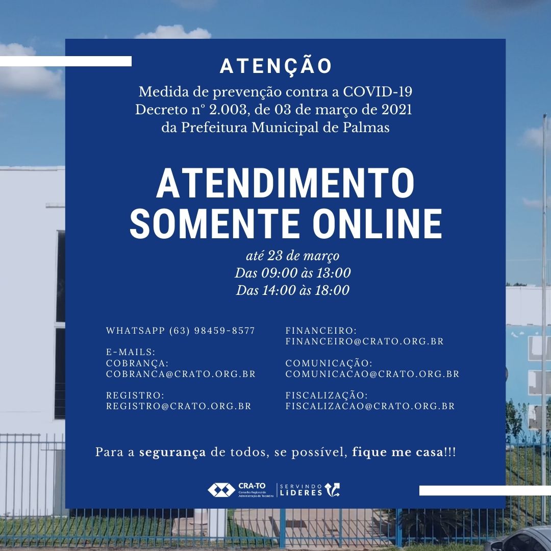 You are currently viewing Medidas restritivas –  Atendimento CRA-TO