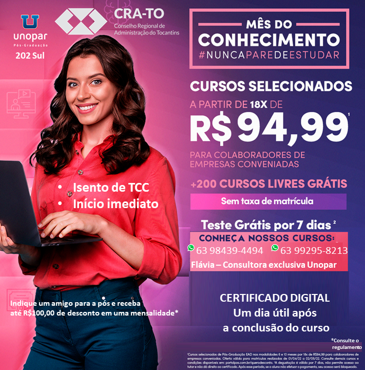 You are currently viewing UNOPAR é nova parceira do CRA-TO: MBA LIDERANÇA E FORMAÇÃO DE GESTORES
