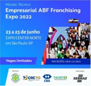 Read more about the article Tocantins fará missão técnica empresarial para a ABF Franchising Expo 2022, a maior feira de franquias do mundo