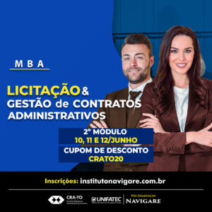 Read more about the article Aproveite o desconto – Convênio Instituto Navigare: MBA – Licitação e Gestão de Contratos Administrativos