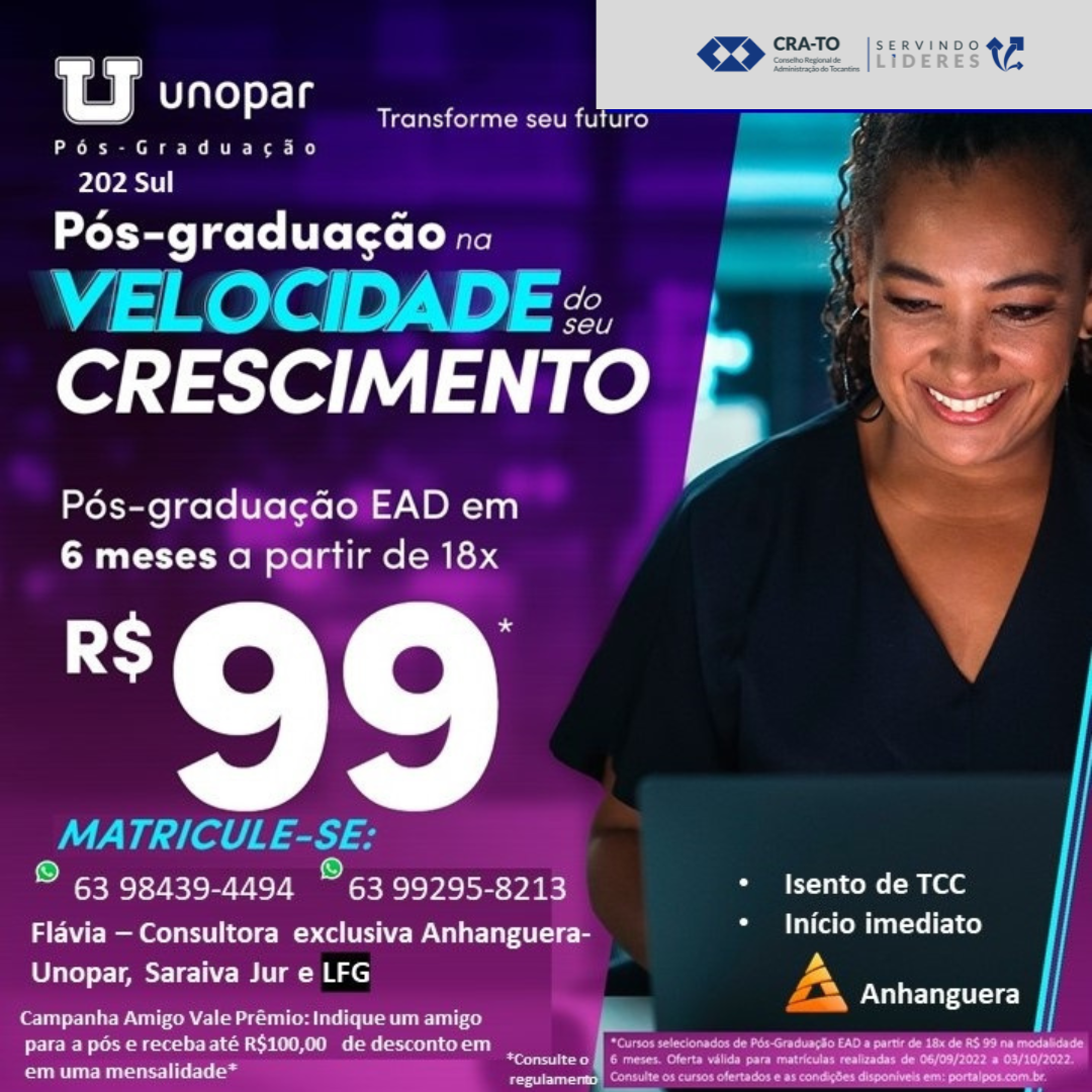 You are currently viewing Aproveite o desconto de 35% – Convênio com a Unopar – desconto na Pós-Graduação EAD