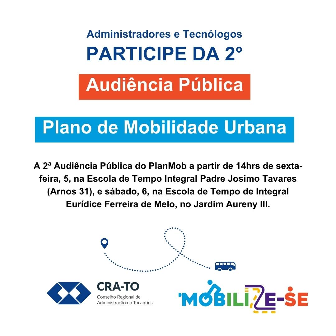 Read more about the article Presidente CRA-TO convida os registrados para debater o Plano Municipal de Mobilidade Urbana de Palmas (PlanMob)